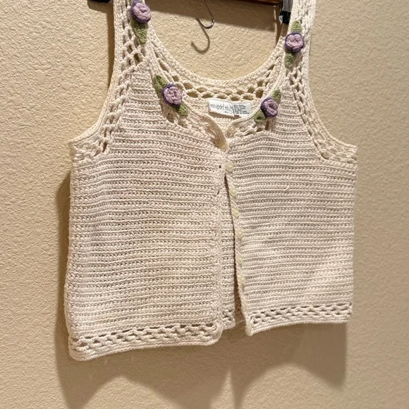 Vintage 90s Crochet Purple Florette crop top tank  Tank  Newport News - Picture 4 of 11